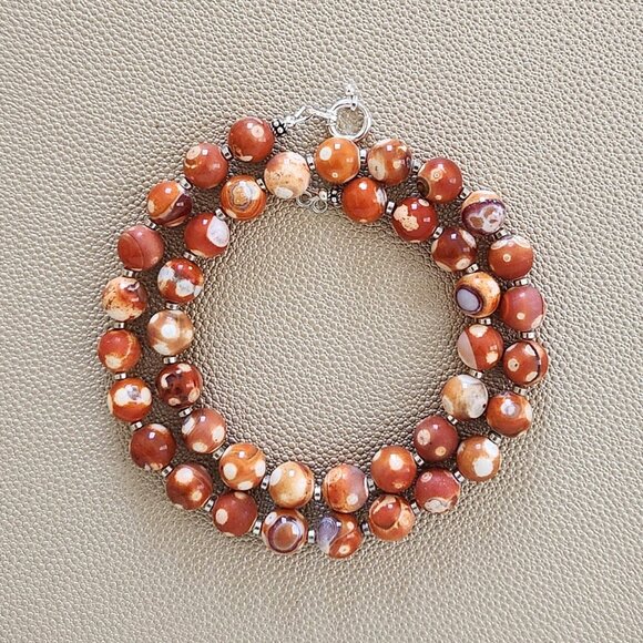 ORANGE DREAM FIRE AGATE NECKLACE--20" - Picture 1 of 2